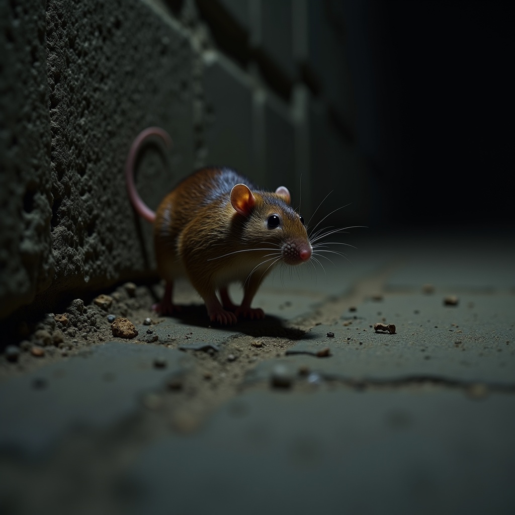 Kammerjäger bei der Rattenbekämpfung im Keller